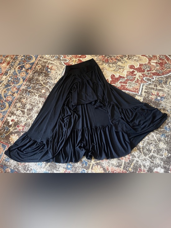 Joyfolie Dresses & Skirts - Joyfolie Black High-Low Ruffle Knit Skirt Size L